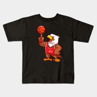 Cute Eagle Playing Basketball Cartoon Kids T-Shirt